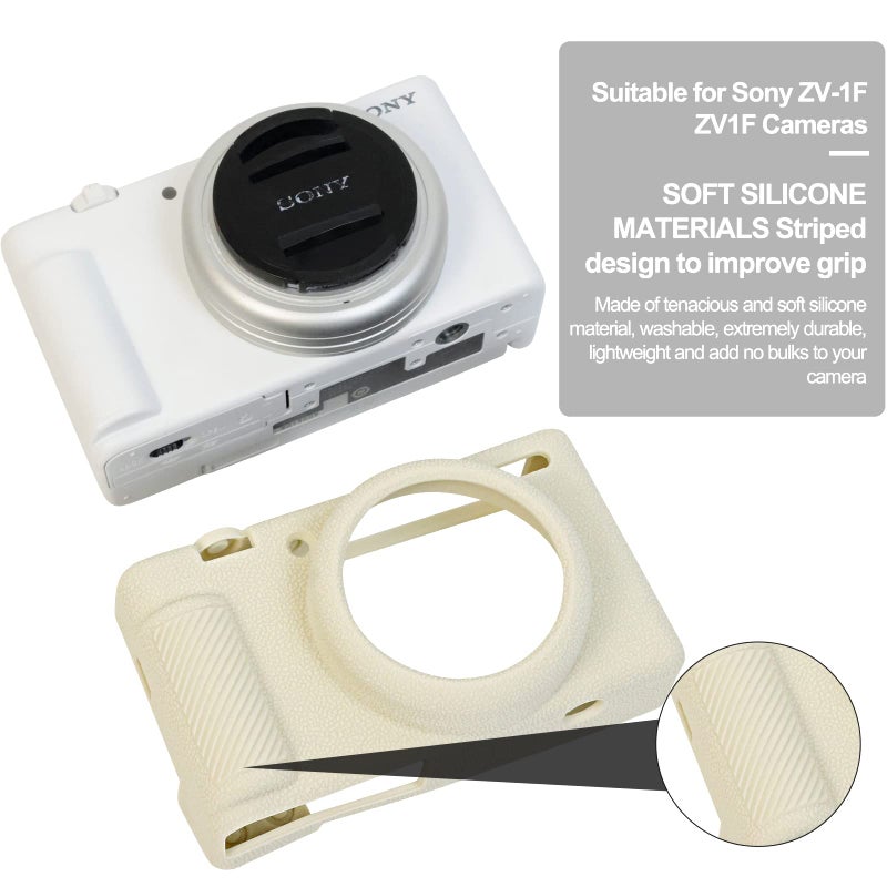 Easy Hood ZV-1F Camera Case  Soft Silicone Rubber Protective Cover Skin for Sony ZV1F/ZV-1 II/ZV-1M2/ZV-1 Mark II Vlog Camera  Slim Fit Body Skin DSLR Camera Sleeve Protection (White) - Image 2